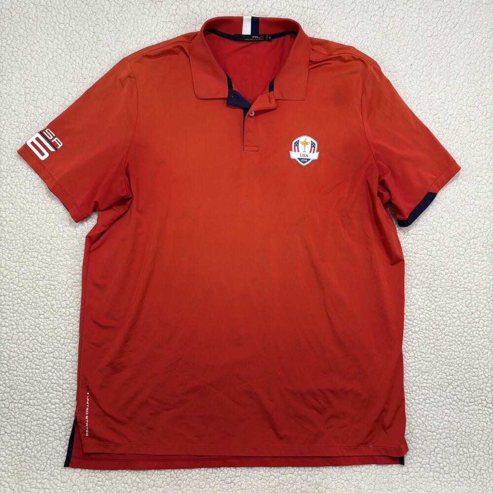 Ralph Lauren RLX Polo Shirt Mens XXL Red 2016 Ryder Cup USA Golf Performance